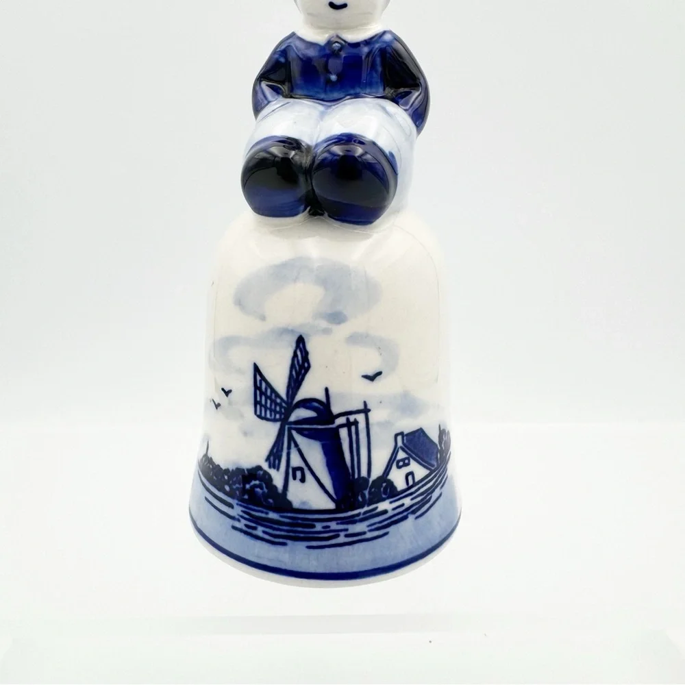 Vintage DAIC Delft Blue Dutch Boy Porcelain Bell